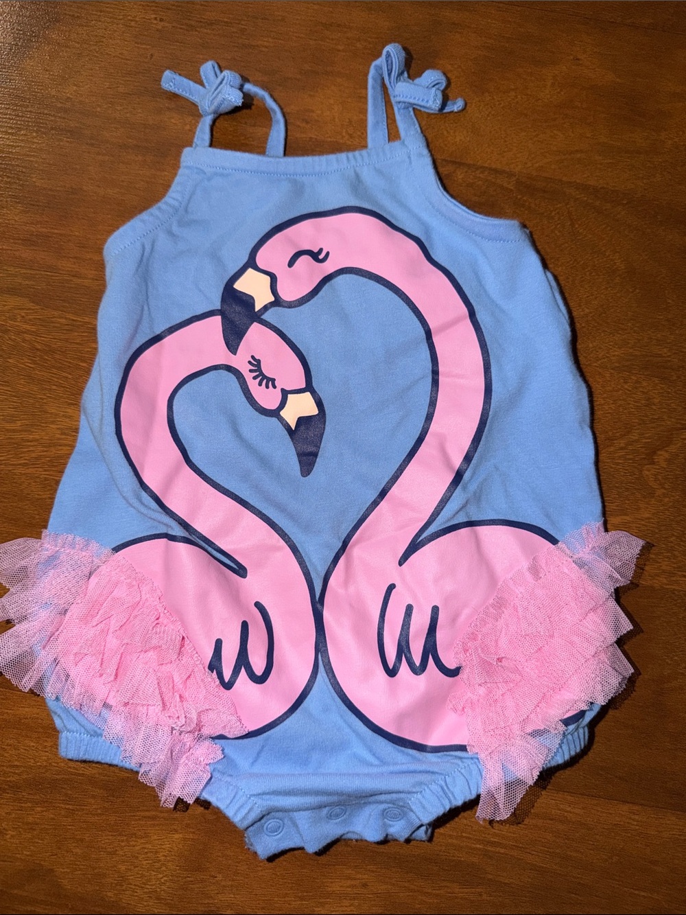 Blue & Pink Flamingo One-Piece Romper